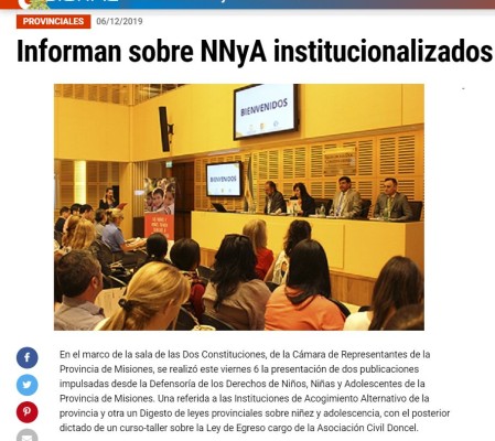 Informan sobre NNyA institucionalizados - Noticias del 6 Digital