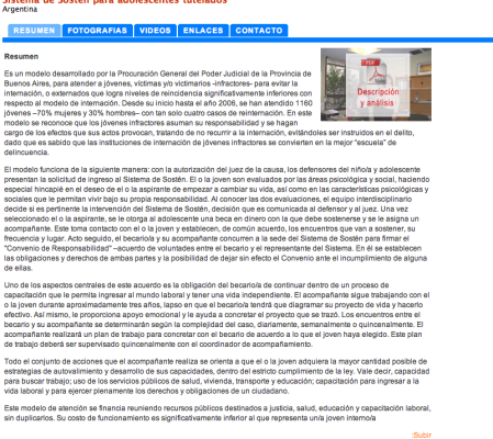 Argentina:"Sistema Sostén para adolescentes tutelados”