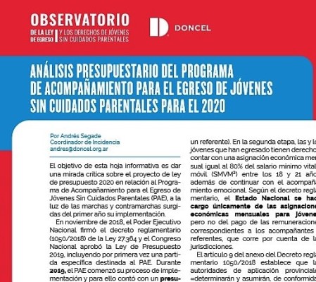 Análisis presupuestario del Programa de Acompañamiento para el Egreso de Jóvenes sin cuidados parentales para el 2020