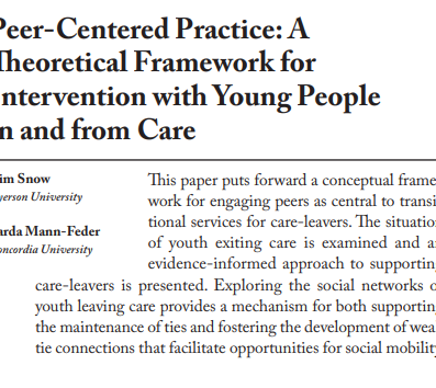Práctica centrada en los pares: un marco teórico para la intervención con los jóvenes en y desde el cuidado - Versión en Inglés