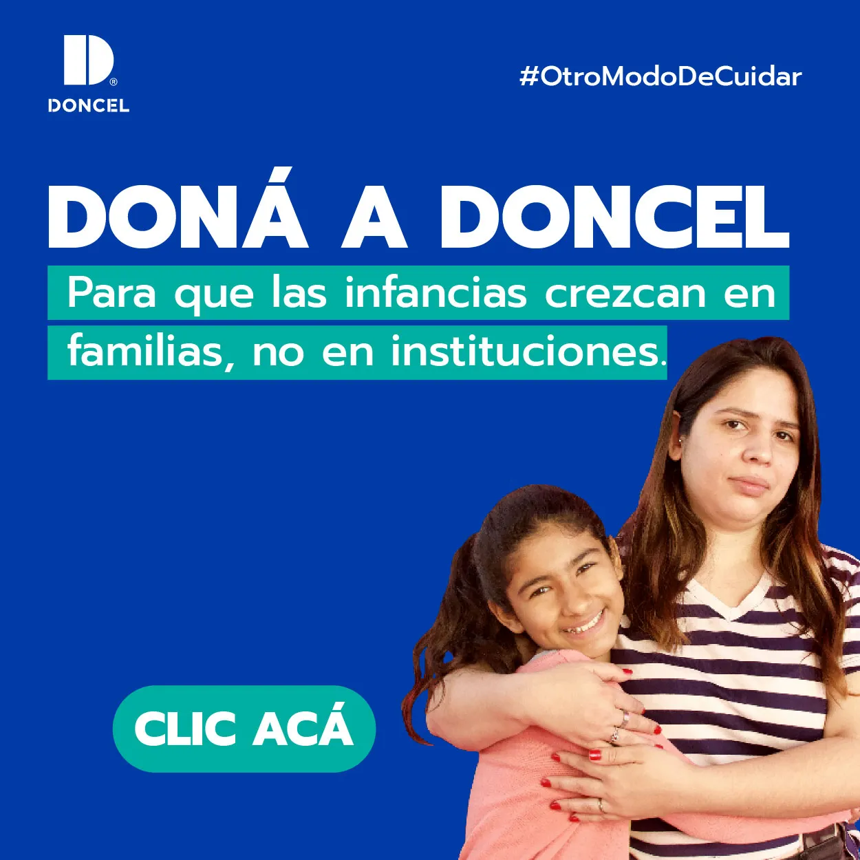 Doná a Doncel para que las infancias crezcan en familias, no en instituciones. Click para donar.